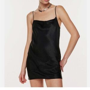 Babaton Black Satin Slip Dress